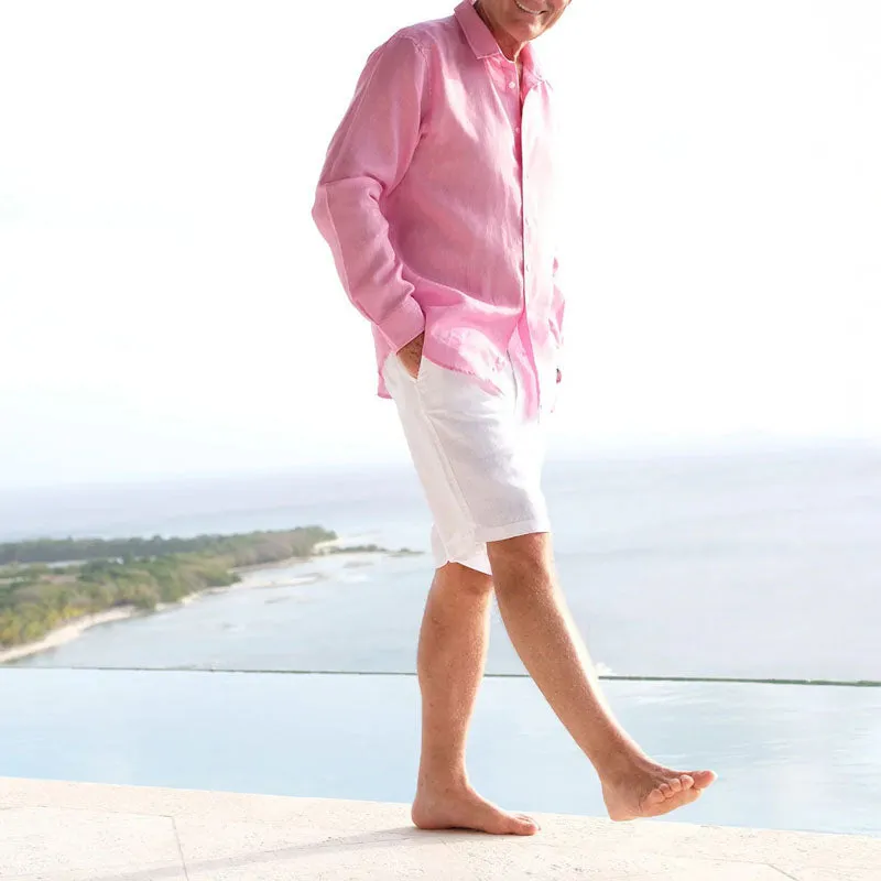 PINK HOUSE MUSTIQUE 100% Linen Casual Shorts  in White