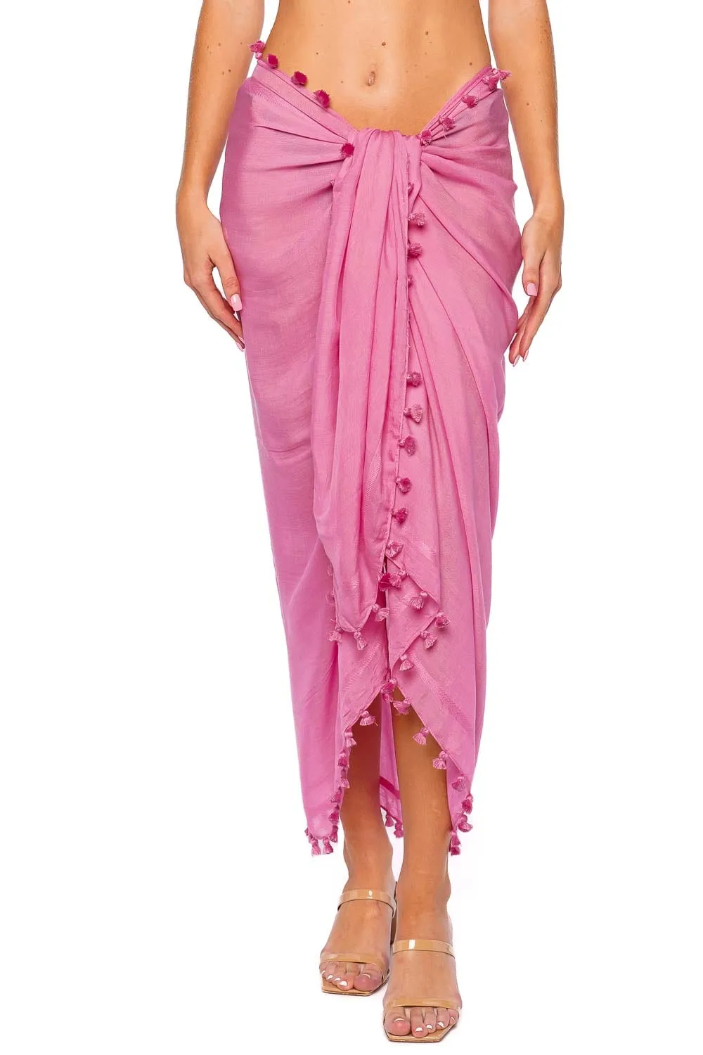 Pink Tasseled Pareo Cover Up