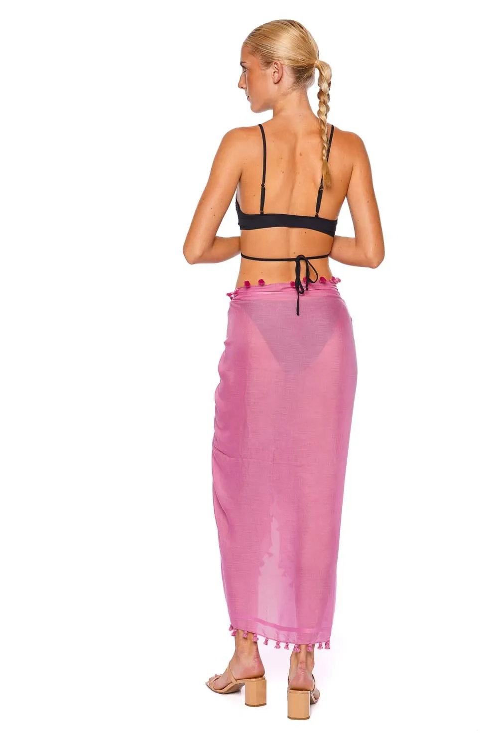 Pink Tasseled Pareo Cover Up