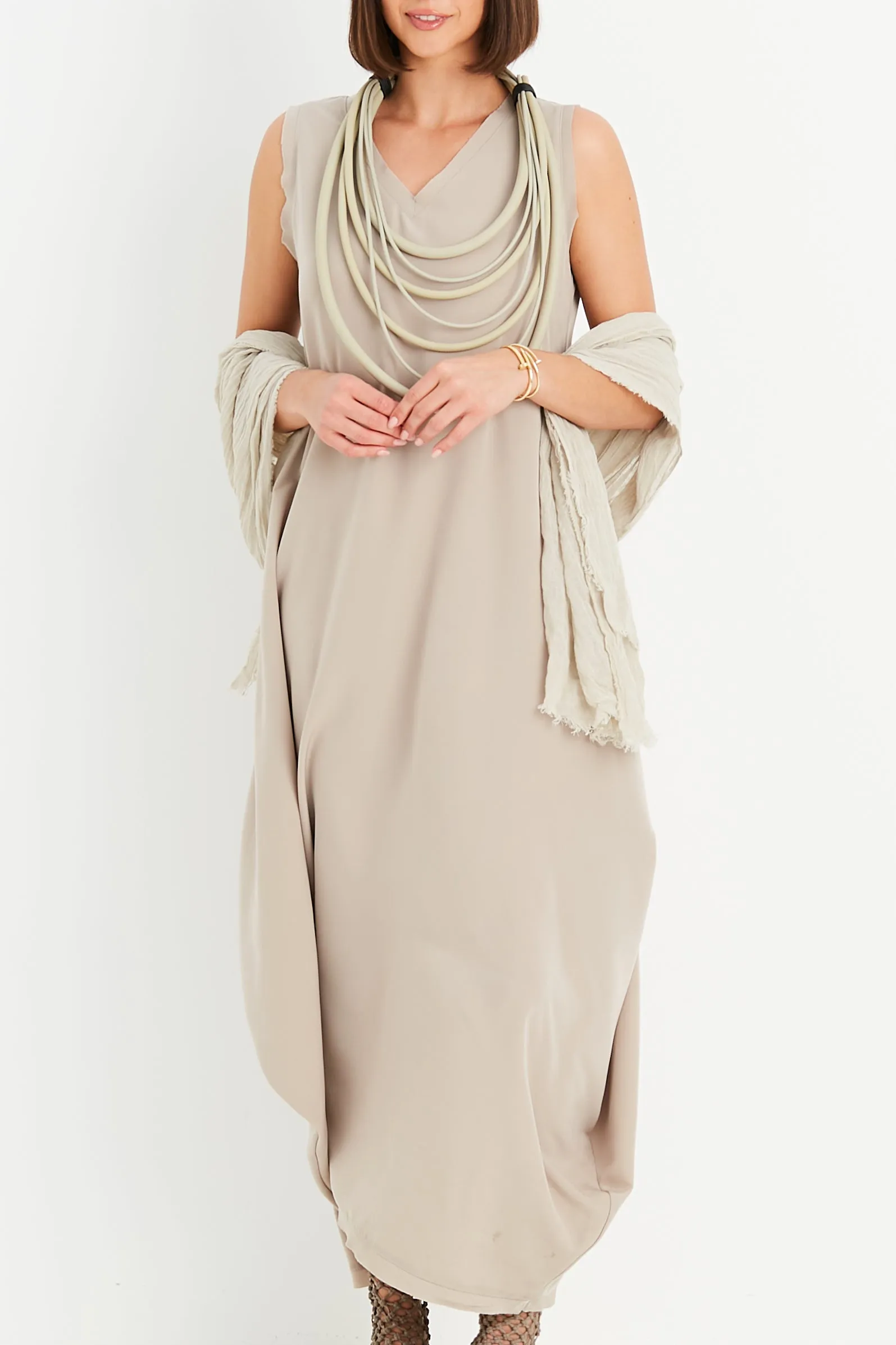 Planet - Peachskin Parachute Dress - Fawn