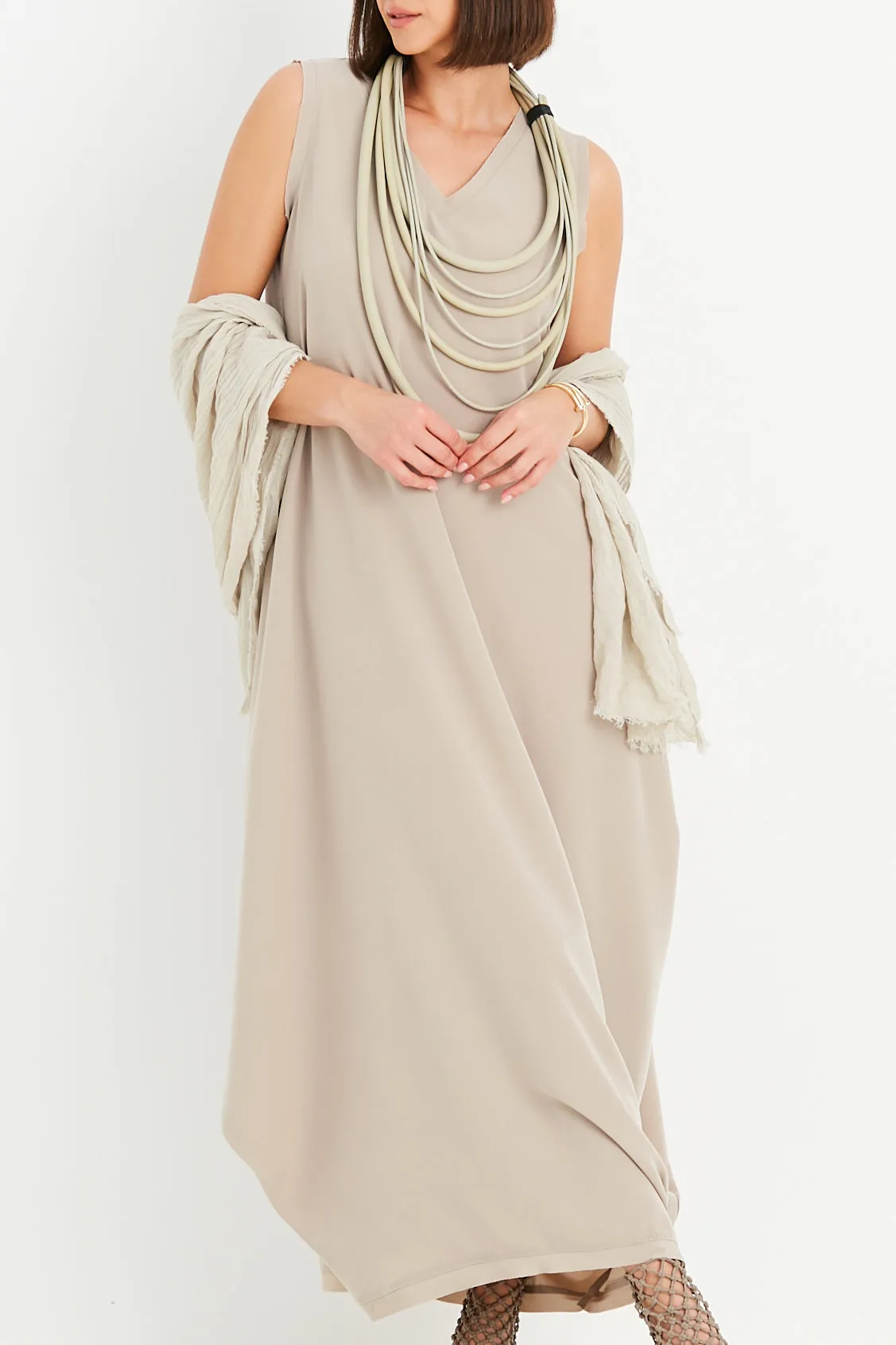 Planet - Peachskin Parachute Dress - Fawn