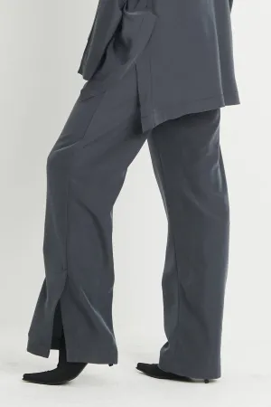 Planet - Peachskin Side Slit Pants - Obsidian