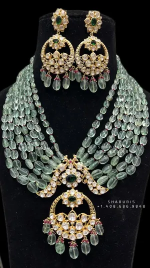 Polki pendant,uncut diamond jewelry,indian Jewelery,Polki necklace,Moissantie Pure silver jewelry gold jewelry designs - SHABURIS