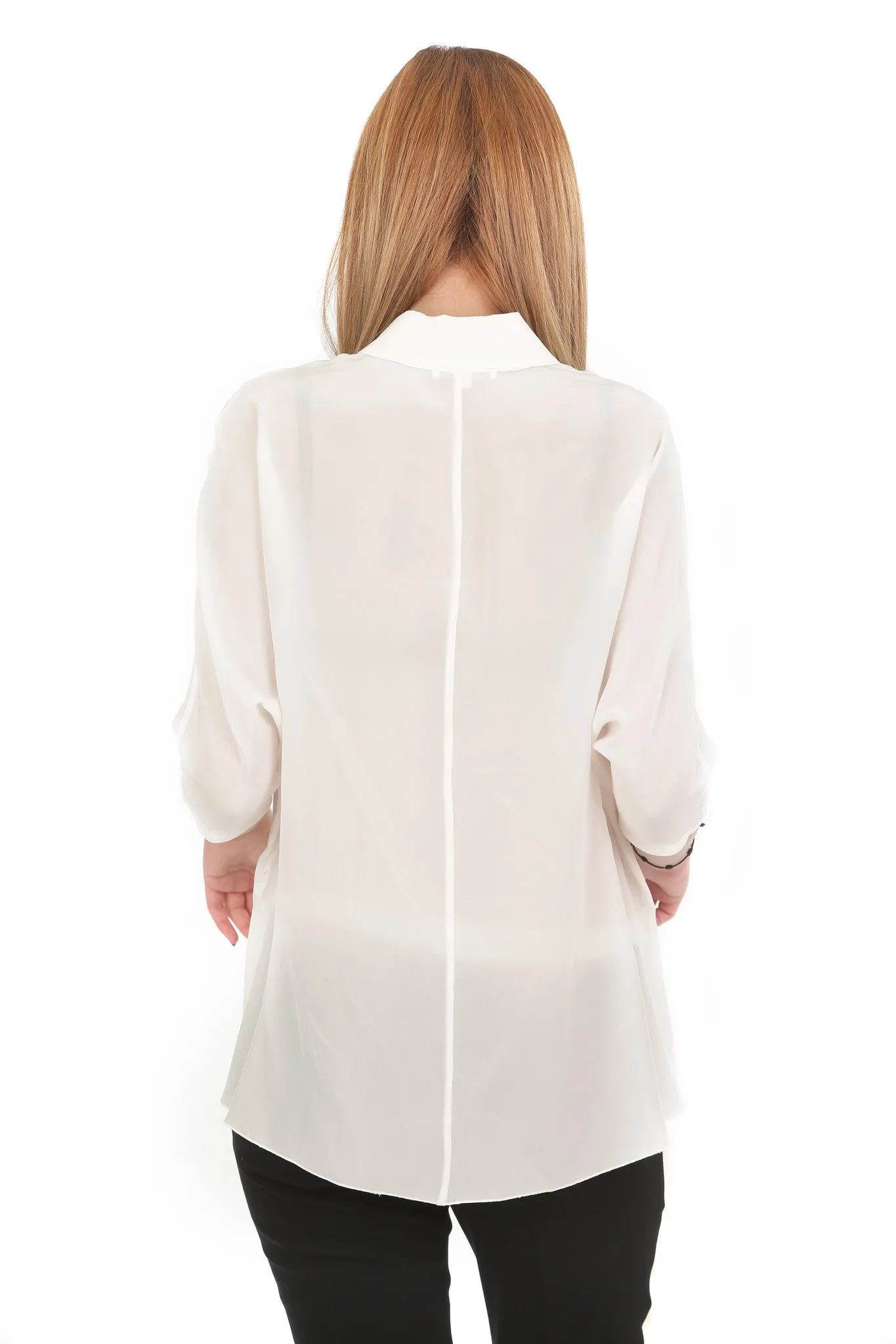 PP Long Sleeve Shirt In Silk Crepe De Chine