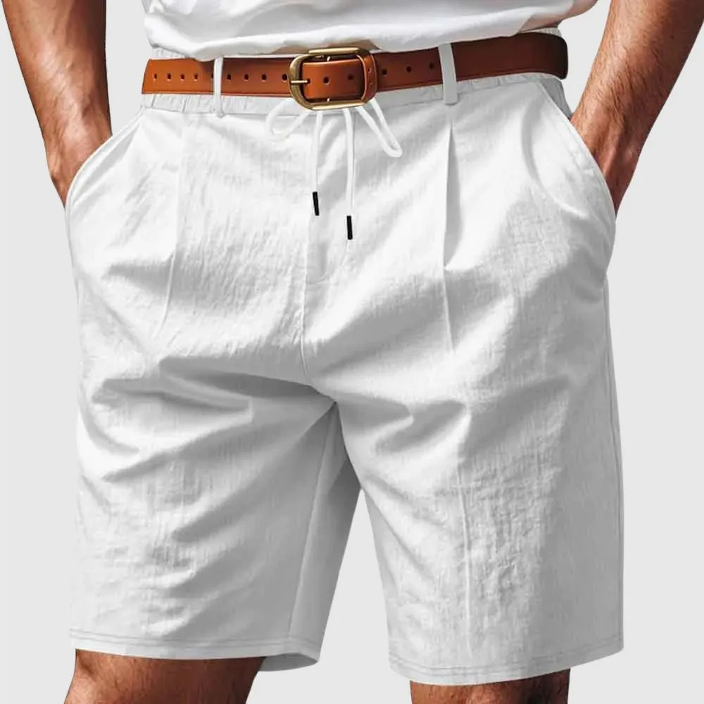 Prescott Tailors Lagoon Linen Shorts