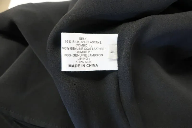 Proenza Schouler Dress Black Stretch Silk Size 4 Woven Leather Yoke Skater Mini