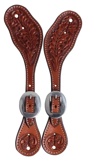 Professional's Choice Collection Oak Leaf Tooled Stratford Spur Straps for Women or Youth