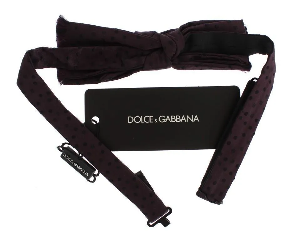 Purple Polka Dot Silk Tied Bow