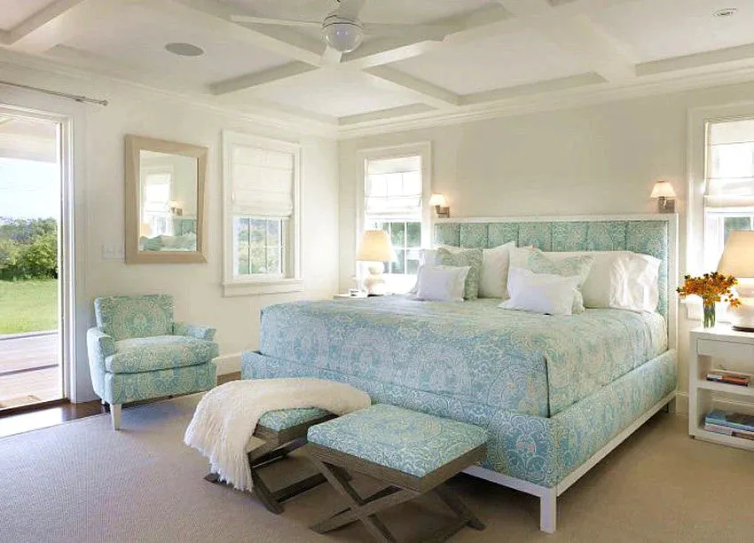 Quadrille Fabric: Veneto - Custom Turquoise on Tinted Belgian Linen / Cotton