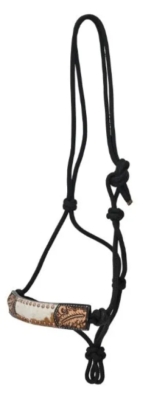 Rafter T Ranch Hair On with Floral Spots Rope Halter