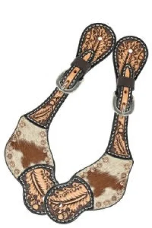 Rafter T Ranch Hair On with Floral Spots Spur Straps