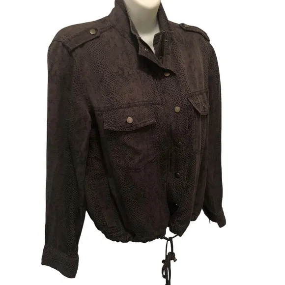 Rails Collins Jet Cobra Short Linen Blend Jacket In Jet XS Black Grey Pockets
