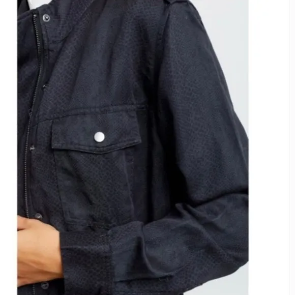 Rails Collins Jet Cobra Short Linen Blend Jacket In Jet XS Black Grey Pockets