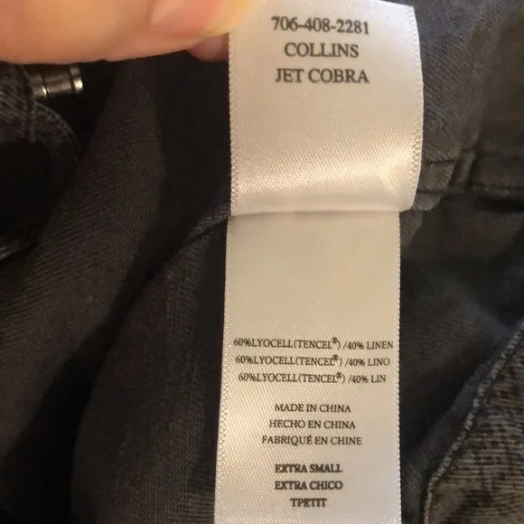 Rails Collins Jet Cobra Short Linen Blend Jacket In Jet XS Black Grey Pockets