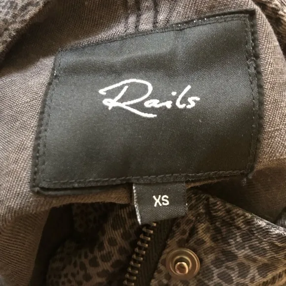 Rails Collins Jet Cobra Short Linen Blend Jacket In Jet XS Black Grey Pockets