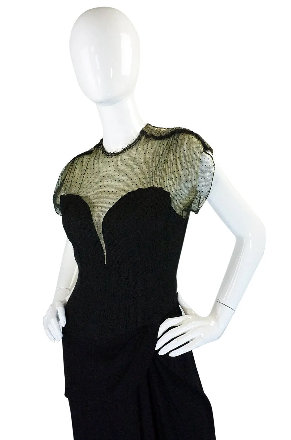 Rare 1940s Edith Small Silk & Lace Dress