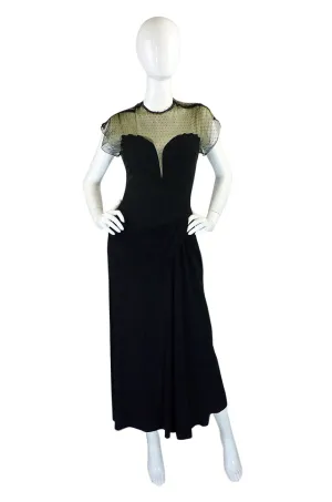 Rare 1940s Edith Small Silk & Lace Dress