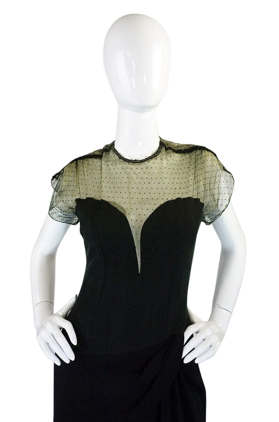 Rare 1940s Edith Small Silk & Lace Dress