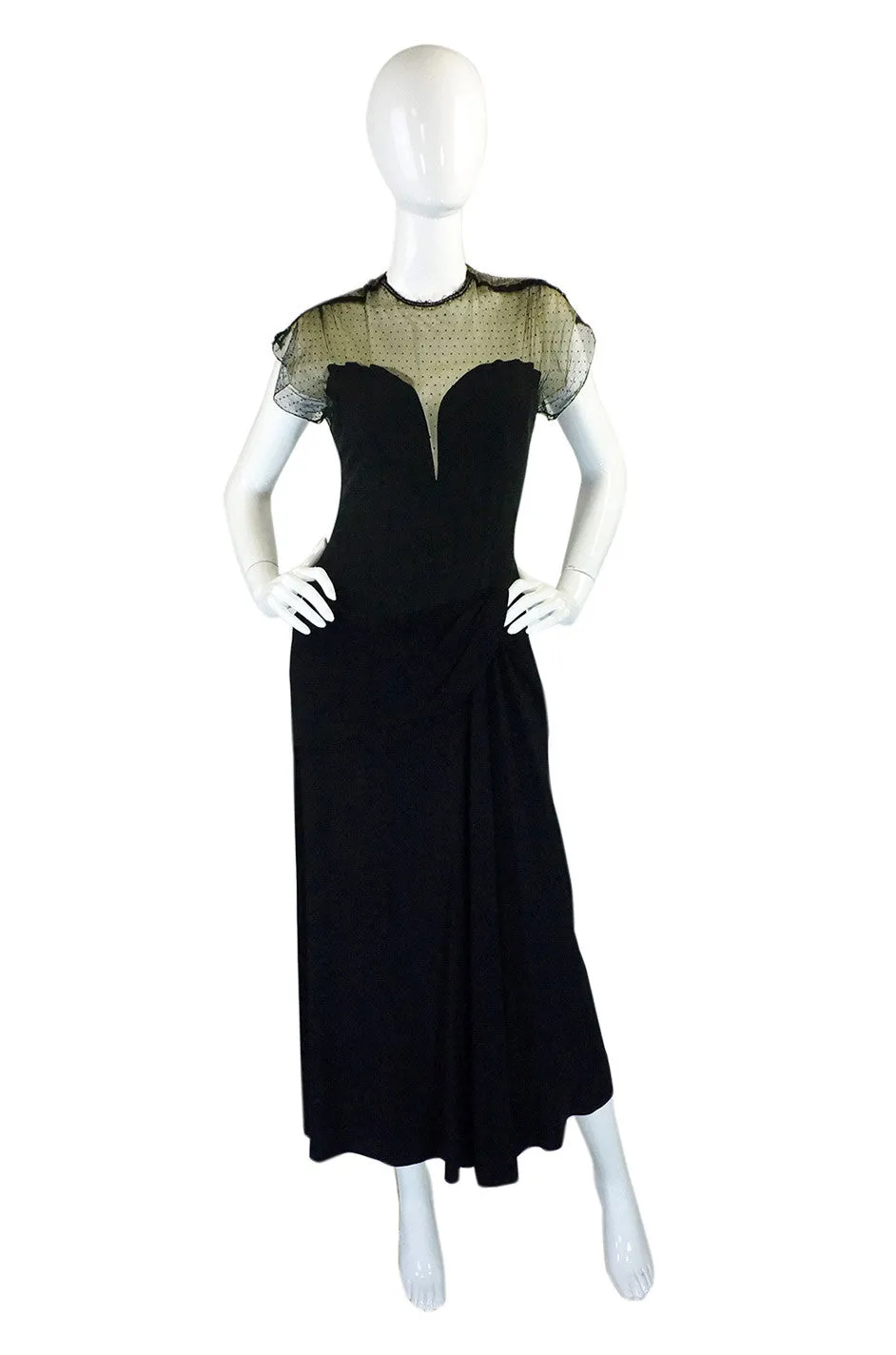 Rare 1940s Edith Small Silk & Lace Dress