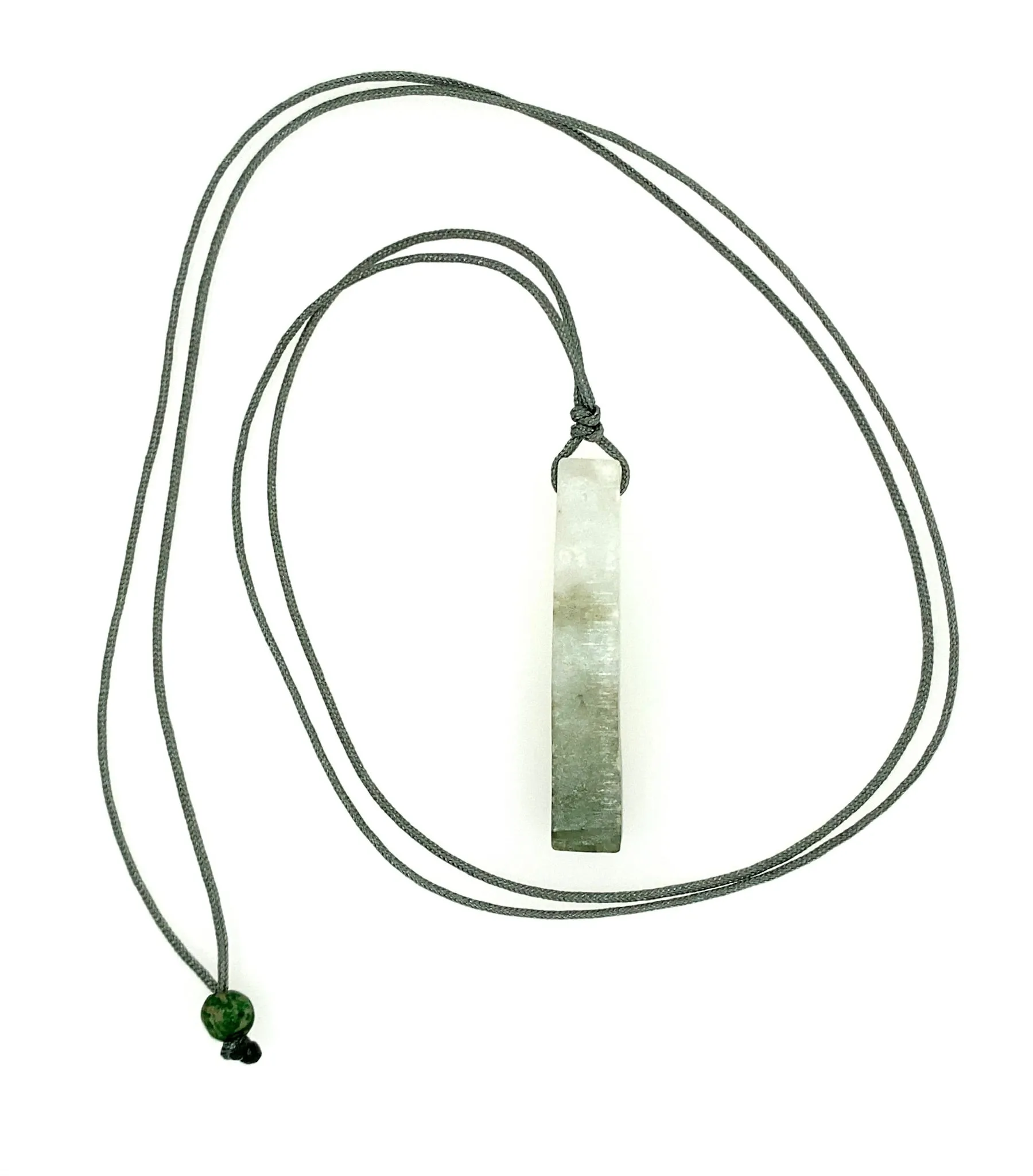 Raw, Natural, Unpolished Burmese Jadeite Silk Adjustable Necklace