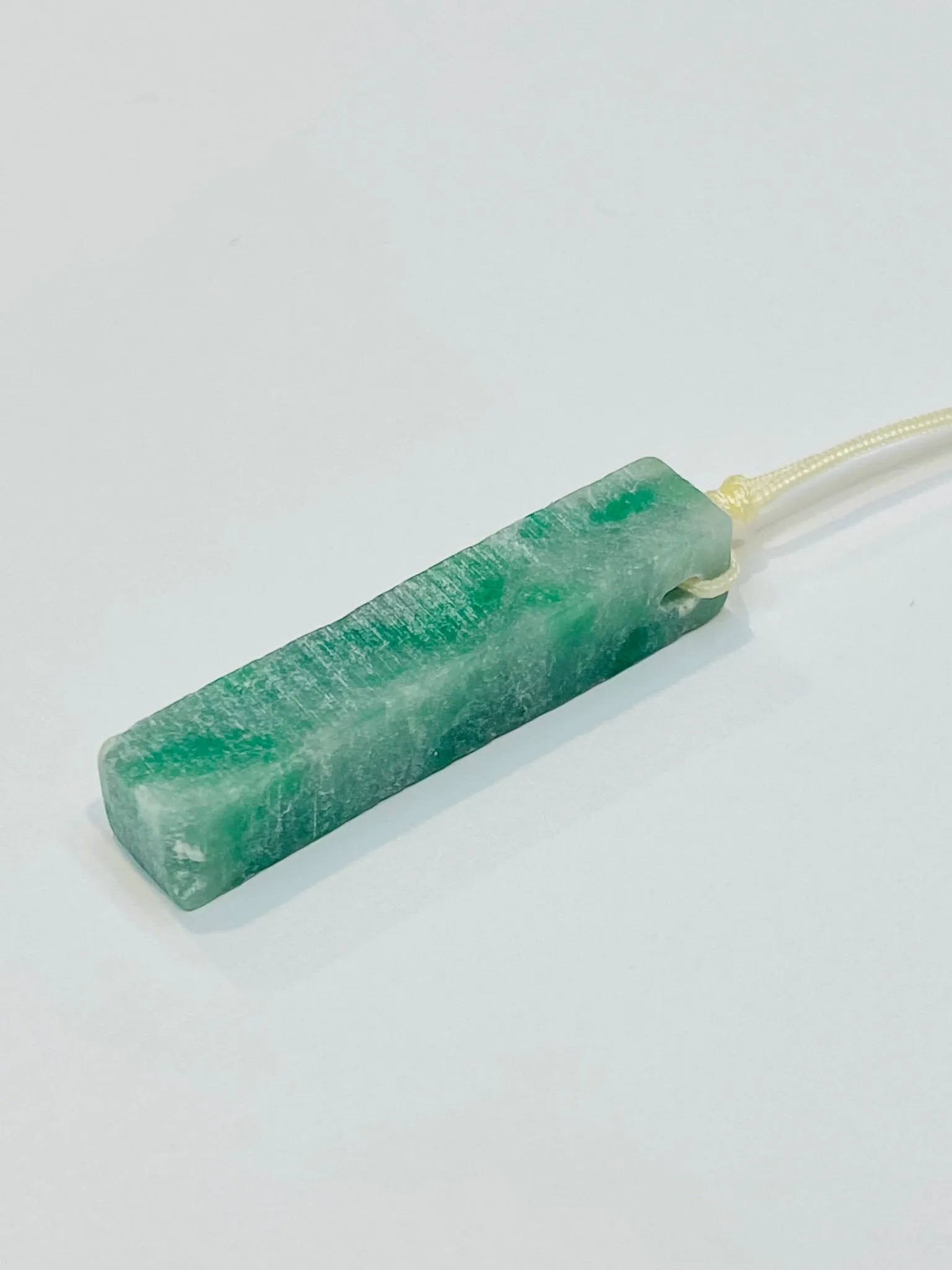 Raw, Natural, Unpolished Burmese Jadeite Silk Adjustable Necklace