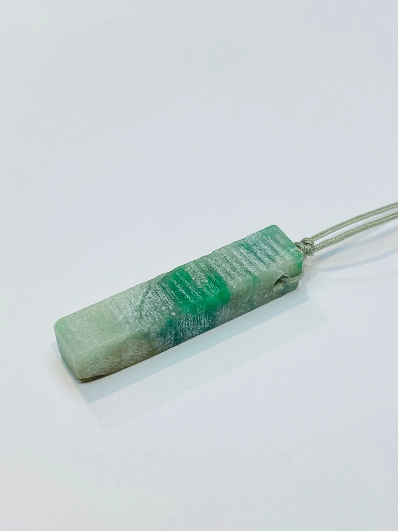 Raw, Natural, Unpolished Burmese Jadeite Silk Adjustable Necklace