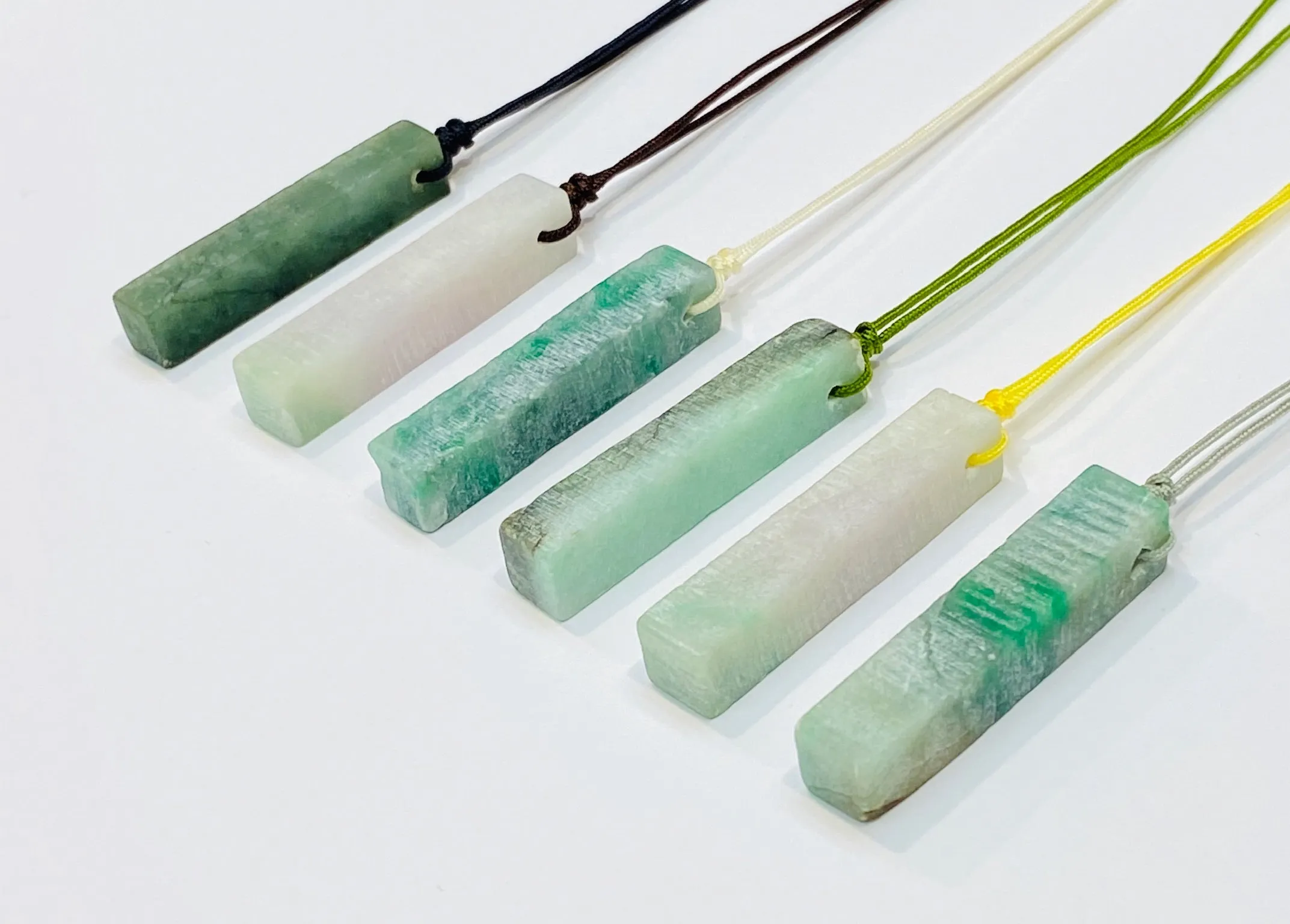 Raw, Natural, Unpolished Burmese Jadeite Silk Adjustable Necklace