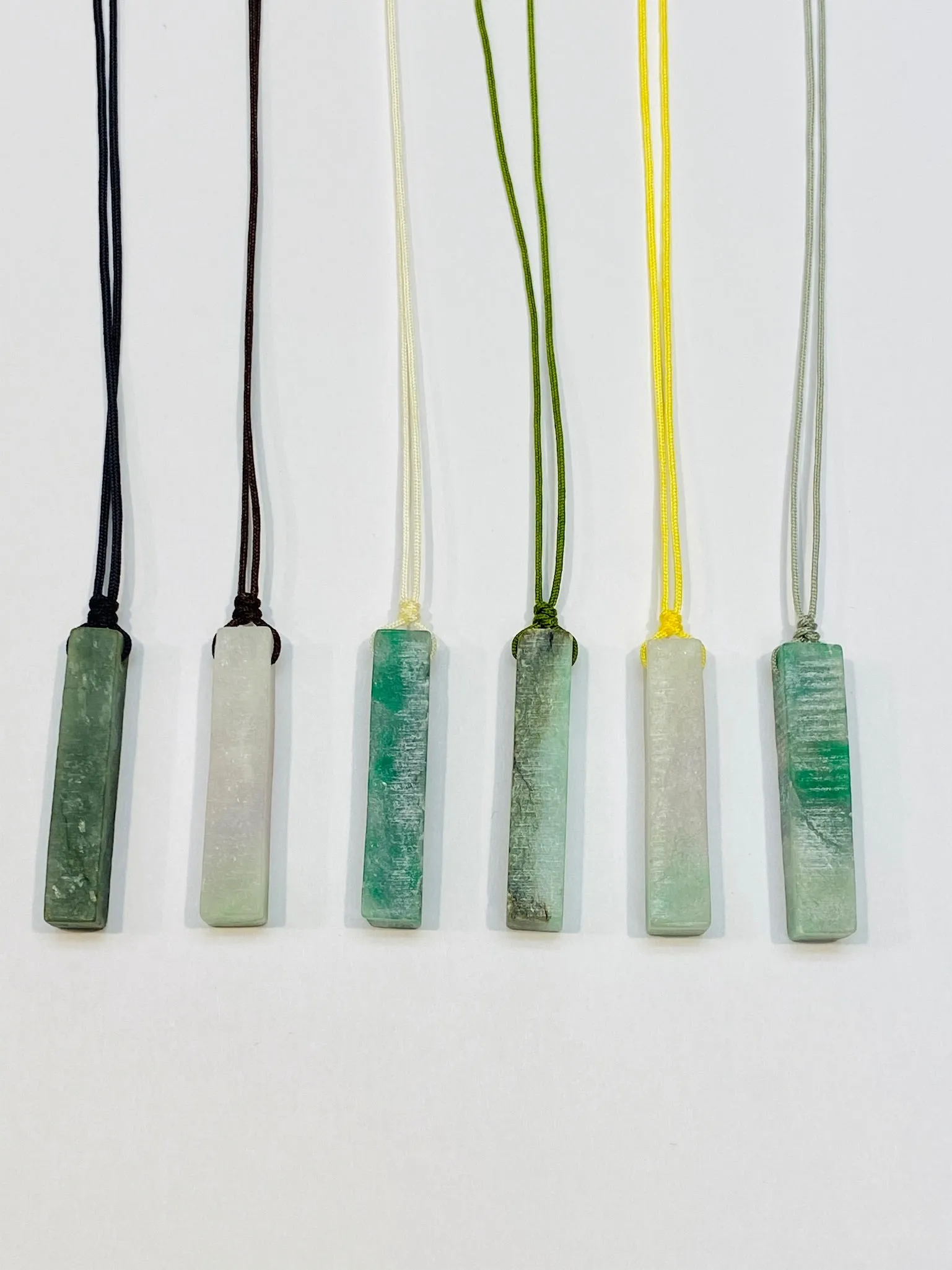 Raw, Natural, Unpolished Burmese Jadeite Silk Adjustable Necklace