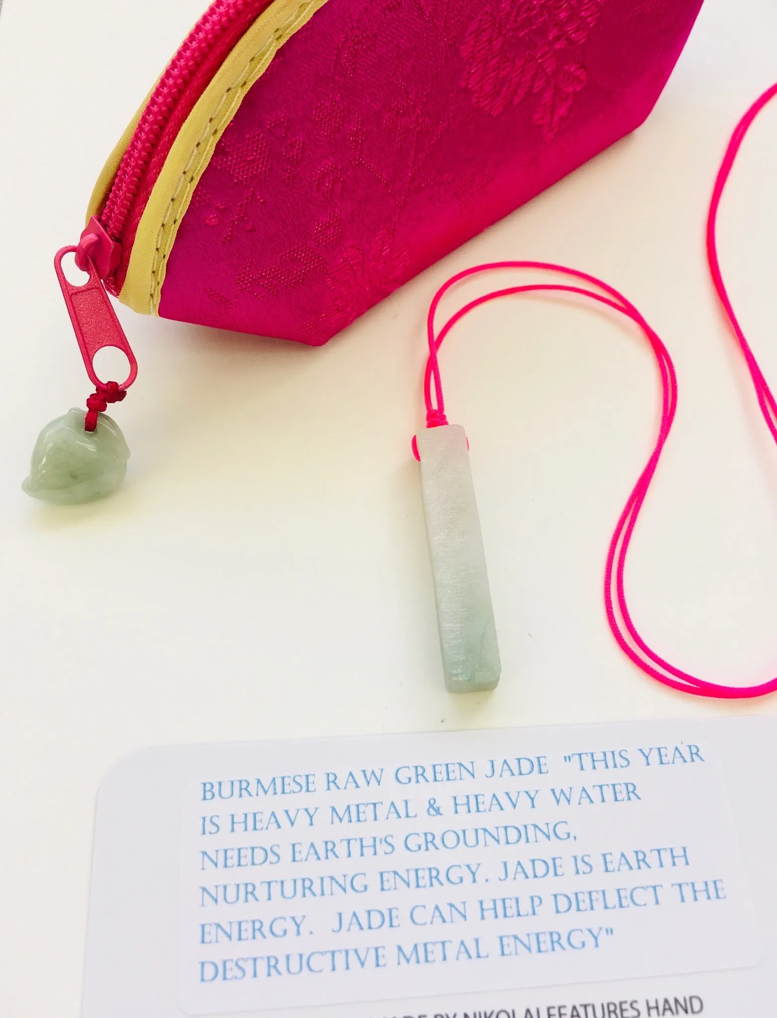 Raw, Natural, Unpolished Burmese Jadeite Silk Adjustable Necklace