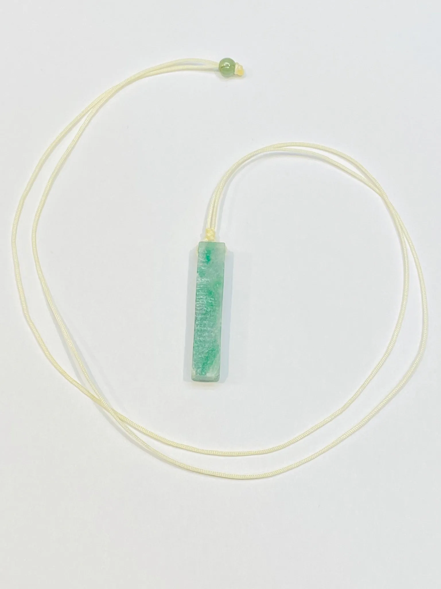 Raw, Natural, Unpolished Burmese Jadeite Silk Adjustable Necklace