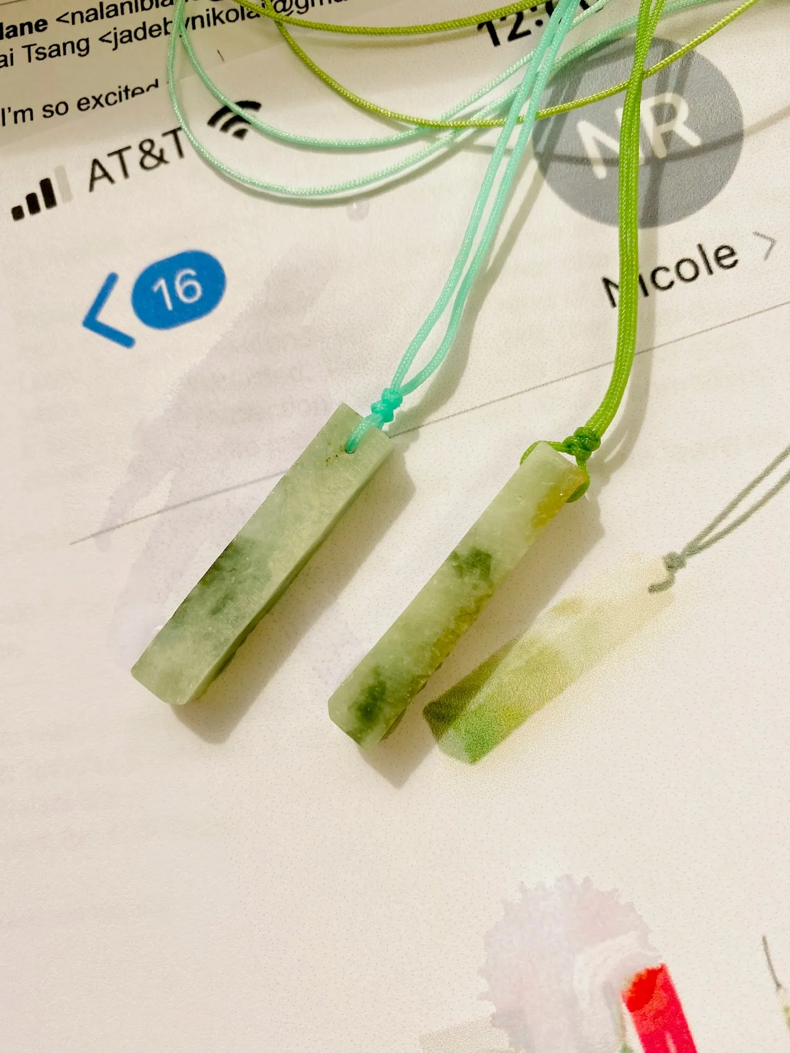 Raw, Natural, Unpolished Burmese Jadeite Silk Adjustable Necklace