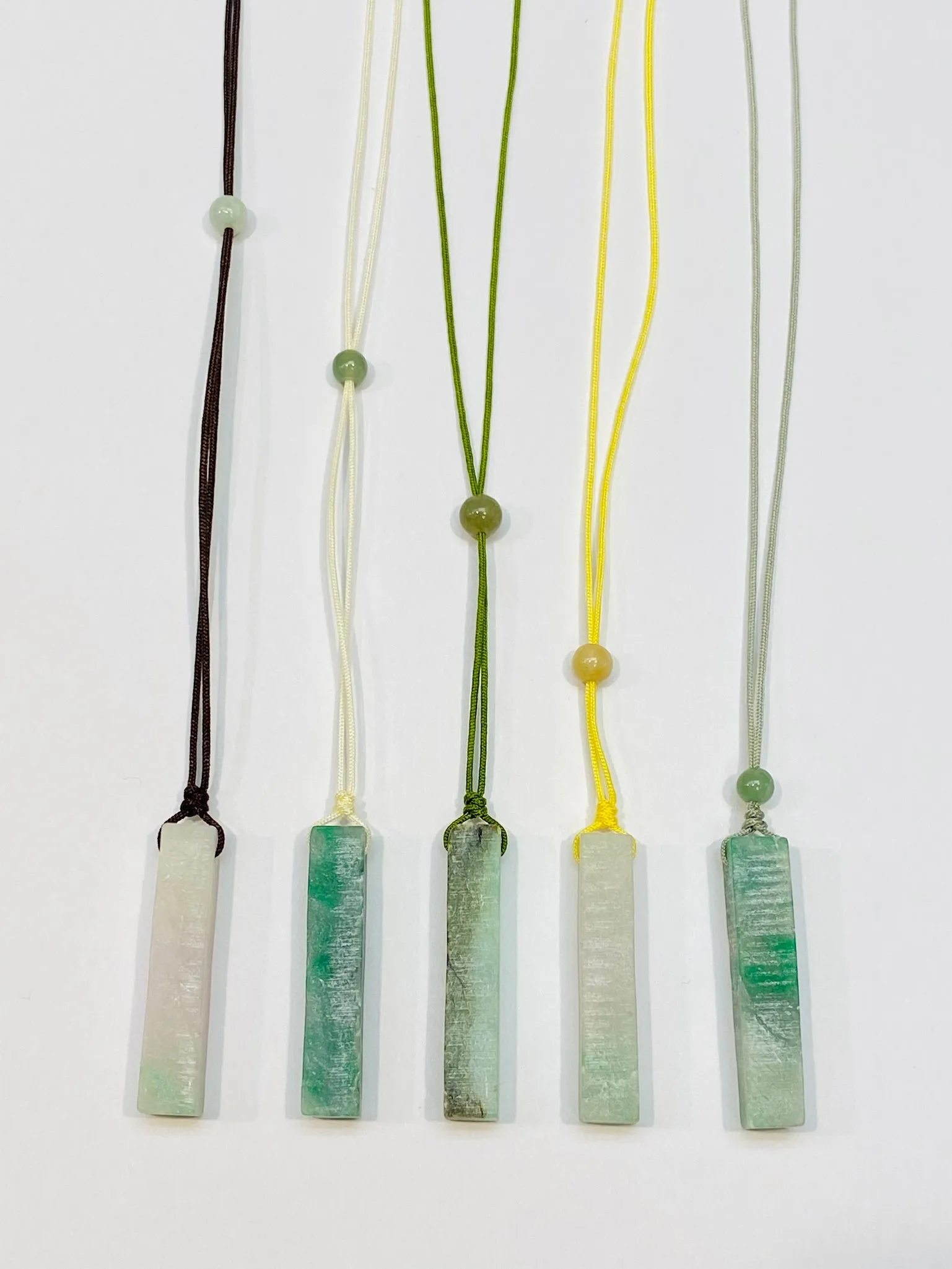 Raw, Natural, Unpolished Burmese Jadeite Silk Adjustable Necklace