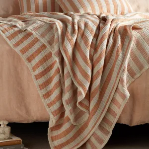 Reggie Pinstripe Organic Cotton Throw (Butterscotch)
