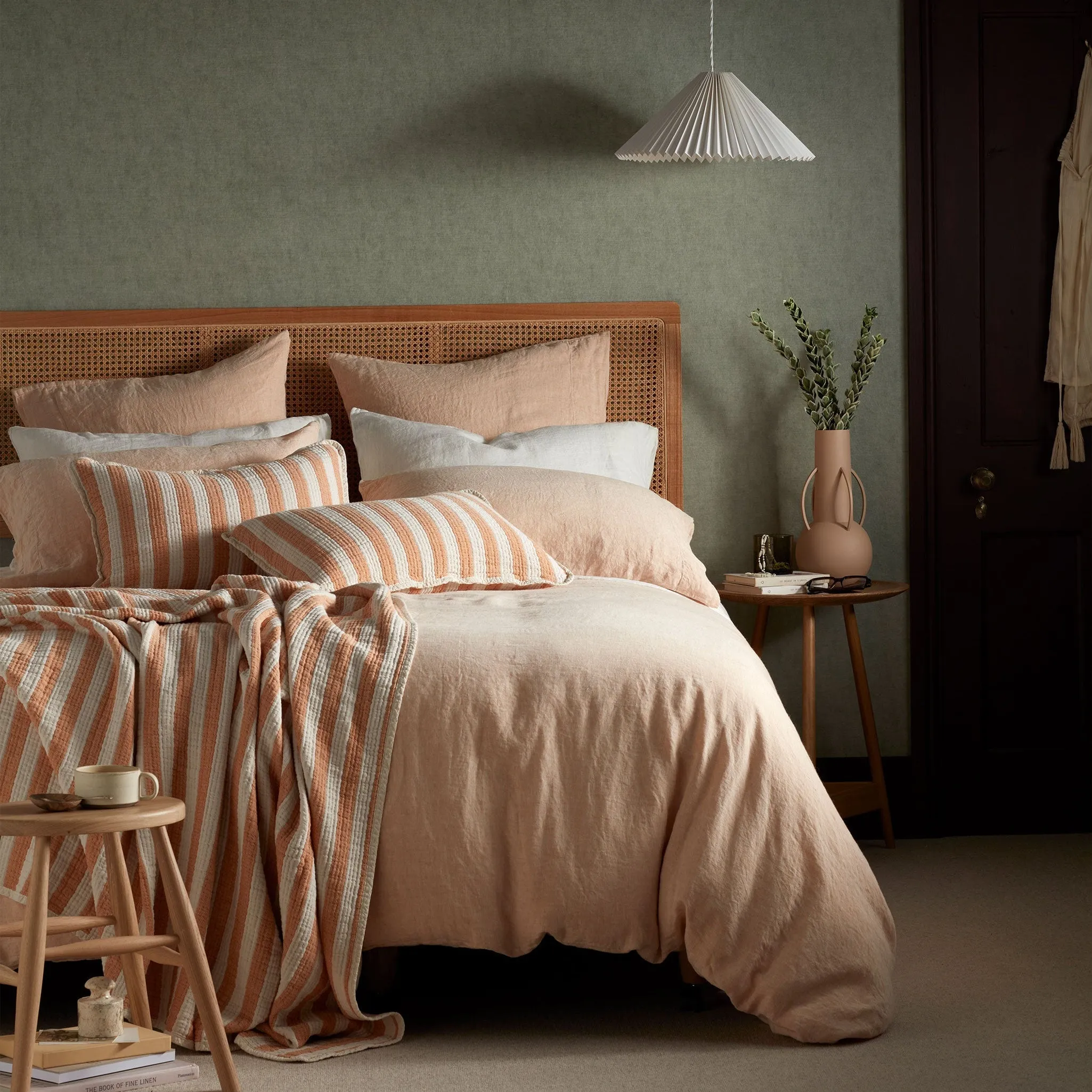 Reggie Pinstripe Organic Cotton Throw (Butterscotch)