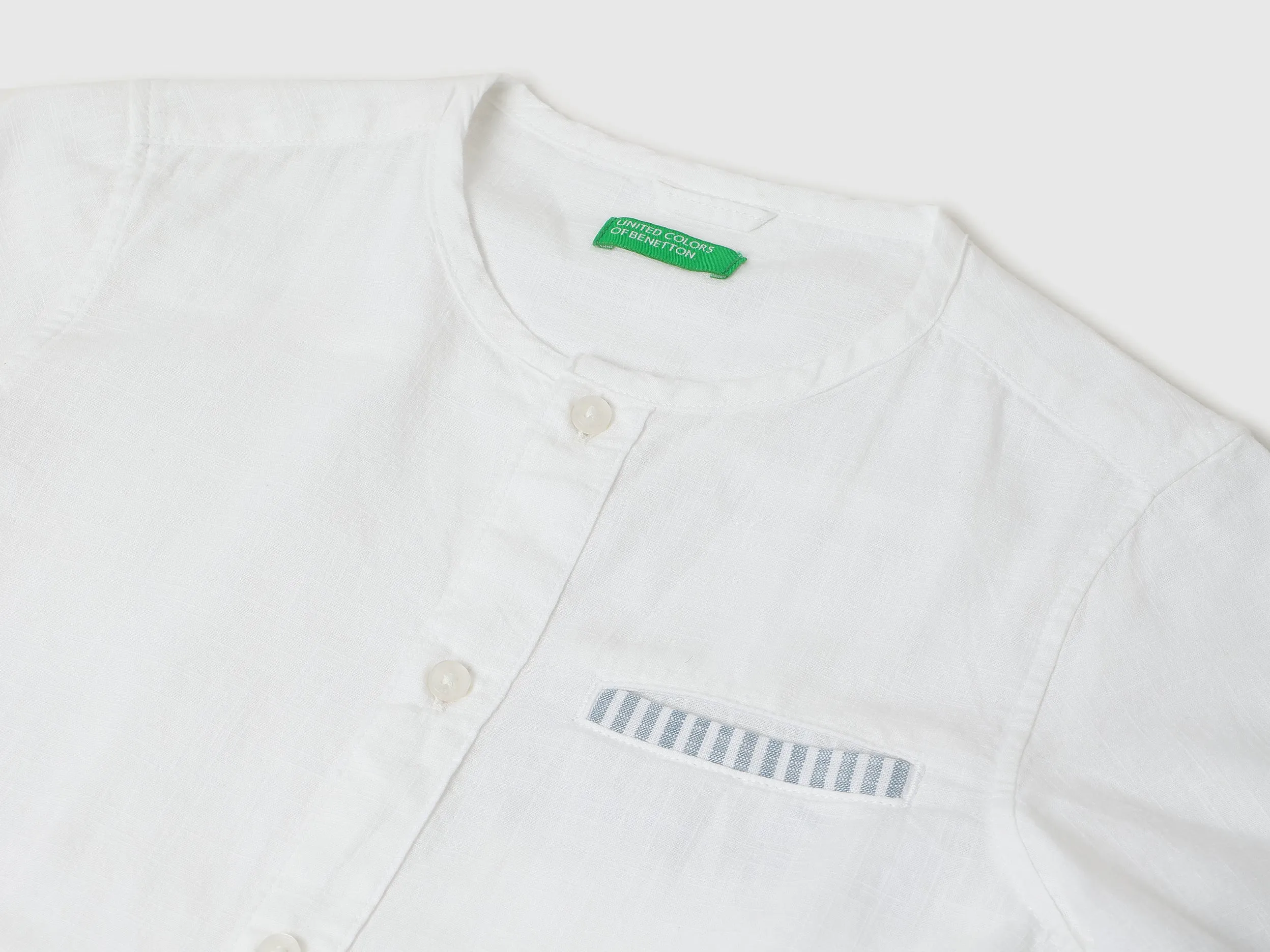 Regular Fit Mandarin Collar Solid Shirt