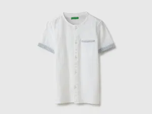 Regular Fit Mandarin Collar Solid Shirt