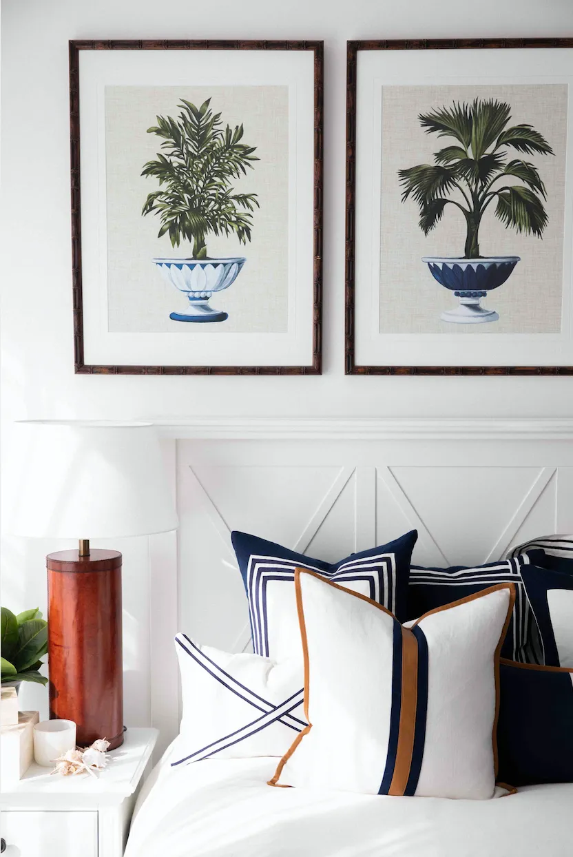 Riva Navy linen stripe blue cushion (30 x 50)