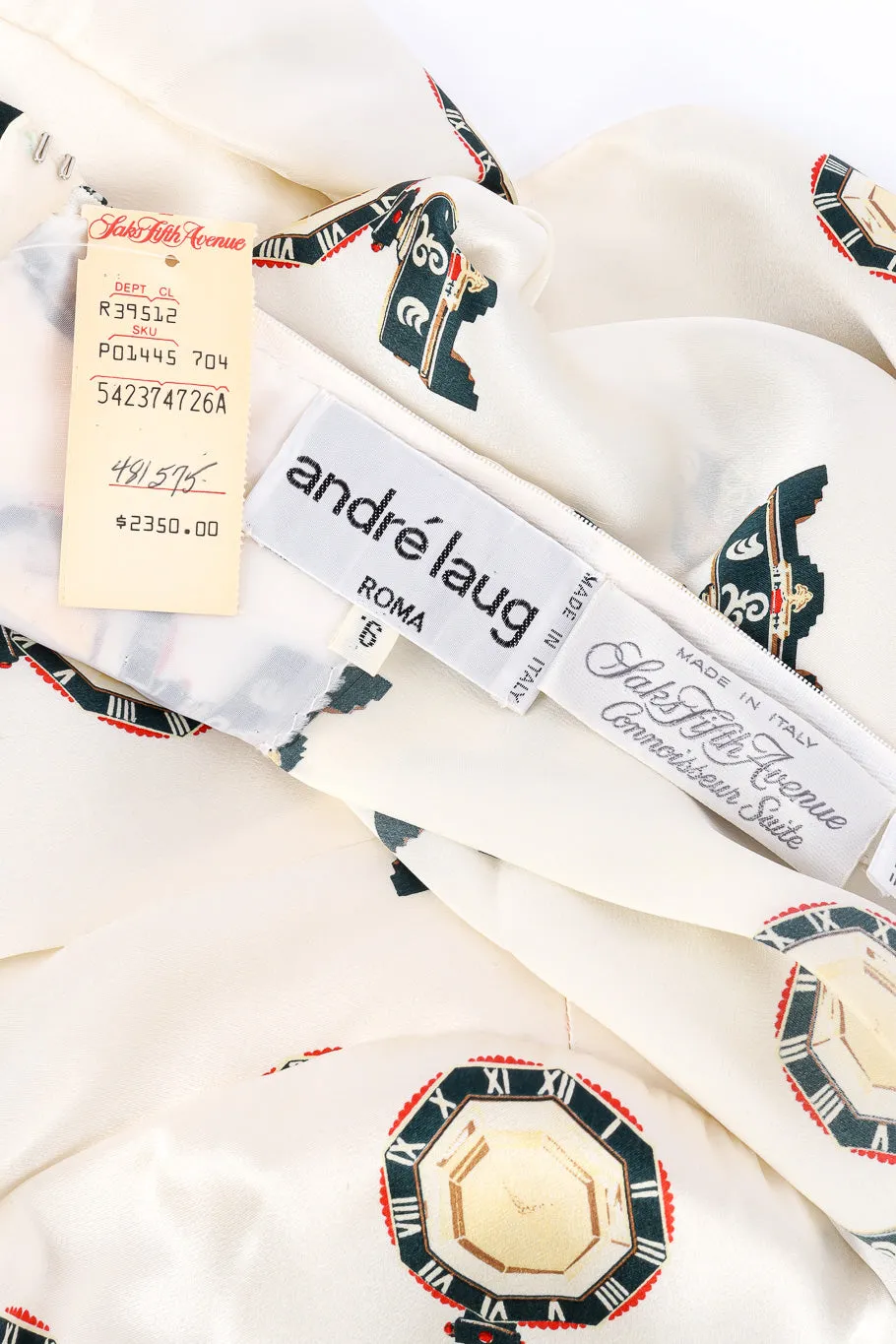 Roman Clock Motif Silk Blouse