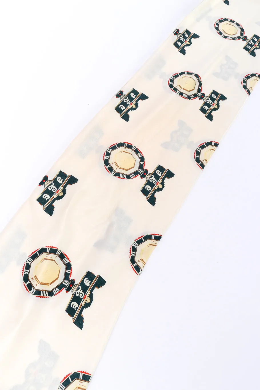 Roman Clock Motif Silk Blouse