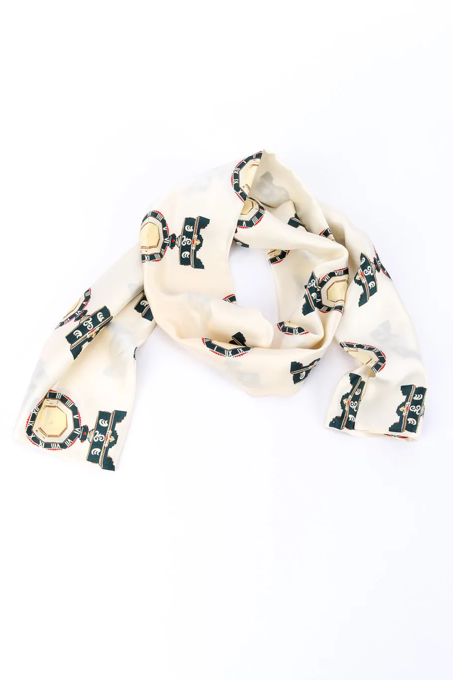 Roman Clock Motif Silk Blouse