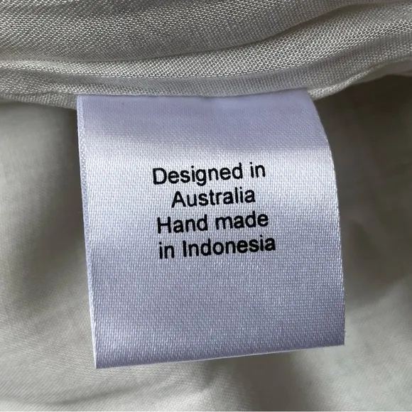 Rowie Mini Skirt Front Slit Off White Color Gray Grid Pattern Linen Blend SZ S