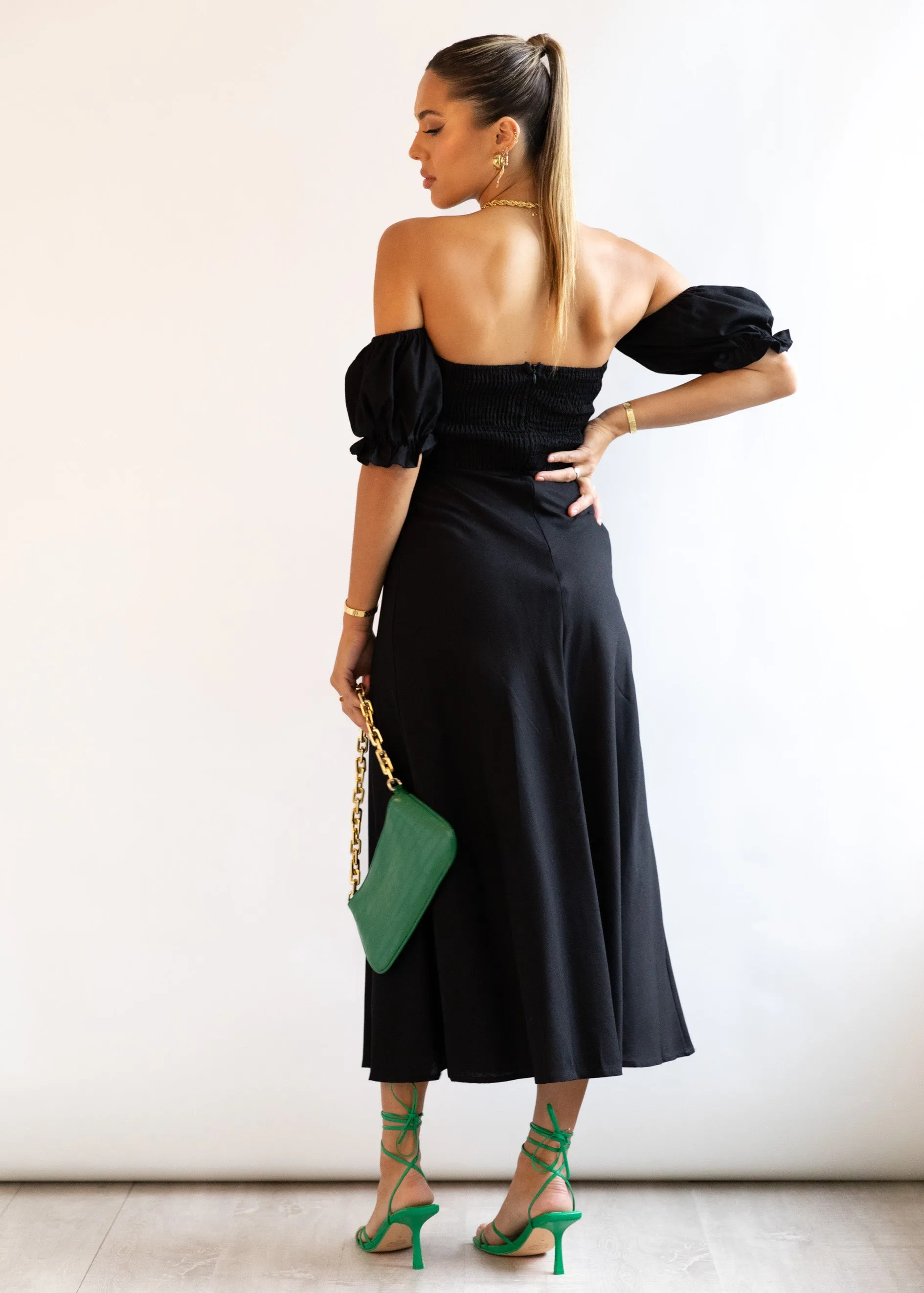 Royce Strapless Midi Dress - Black