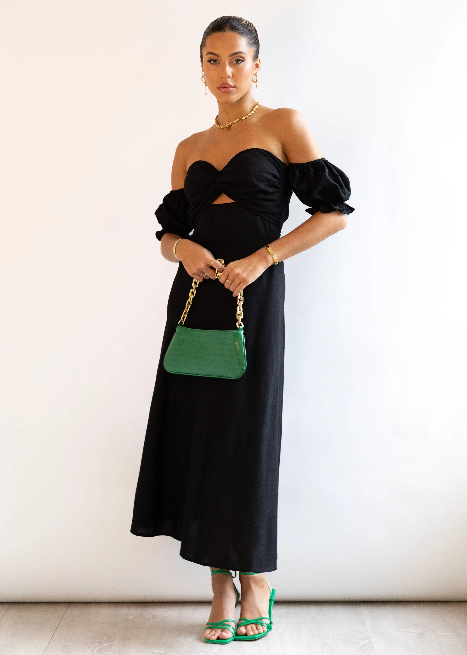 Royce Strapless Midi Dress - Black