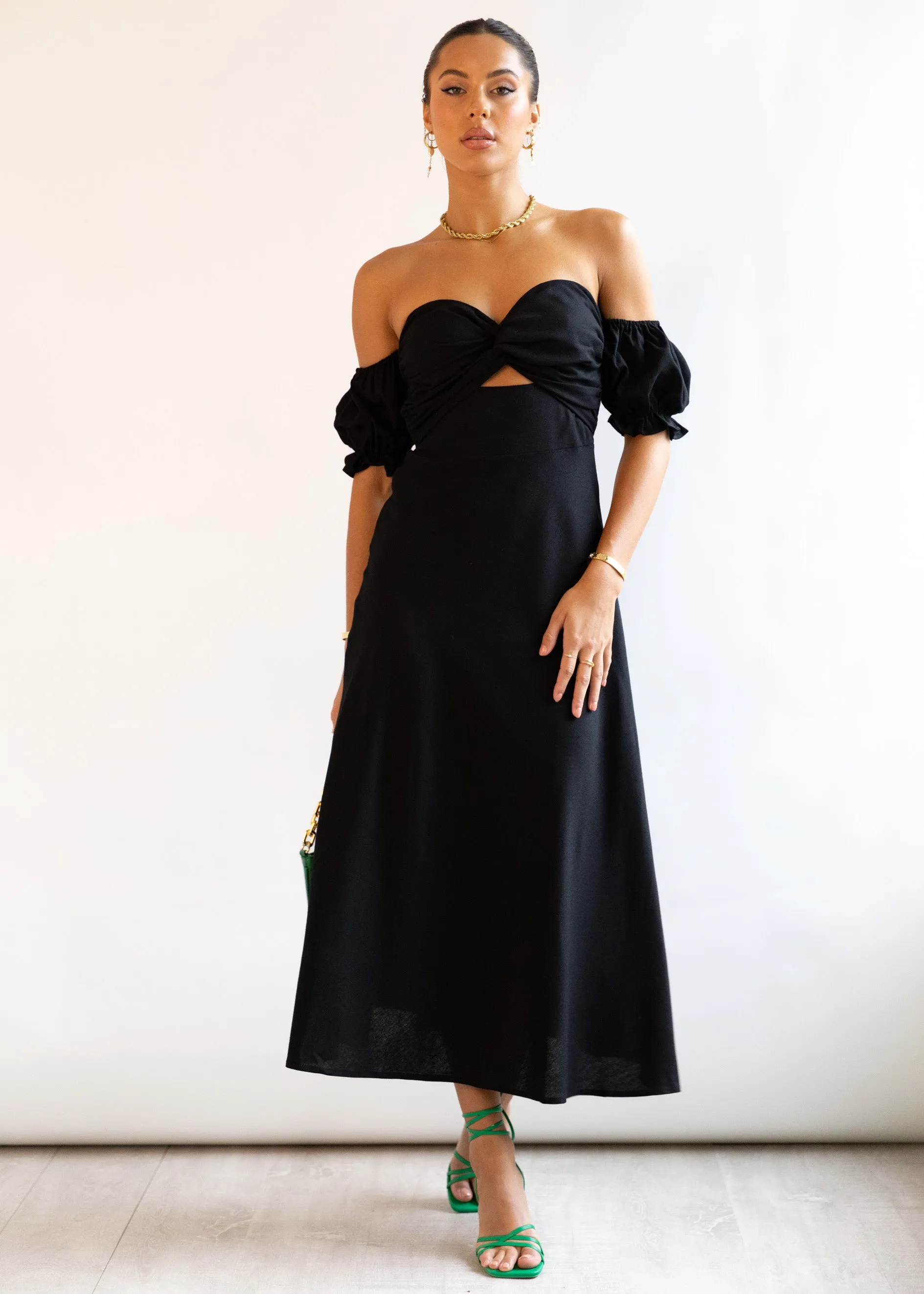 Royce Strapless Midi Dress - Black