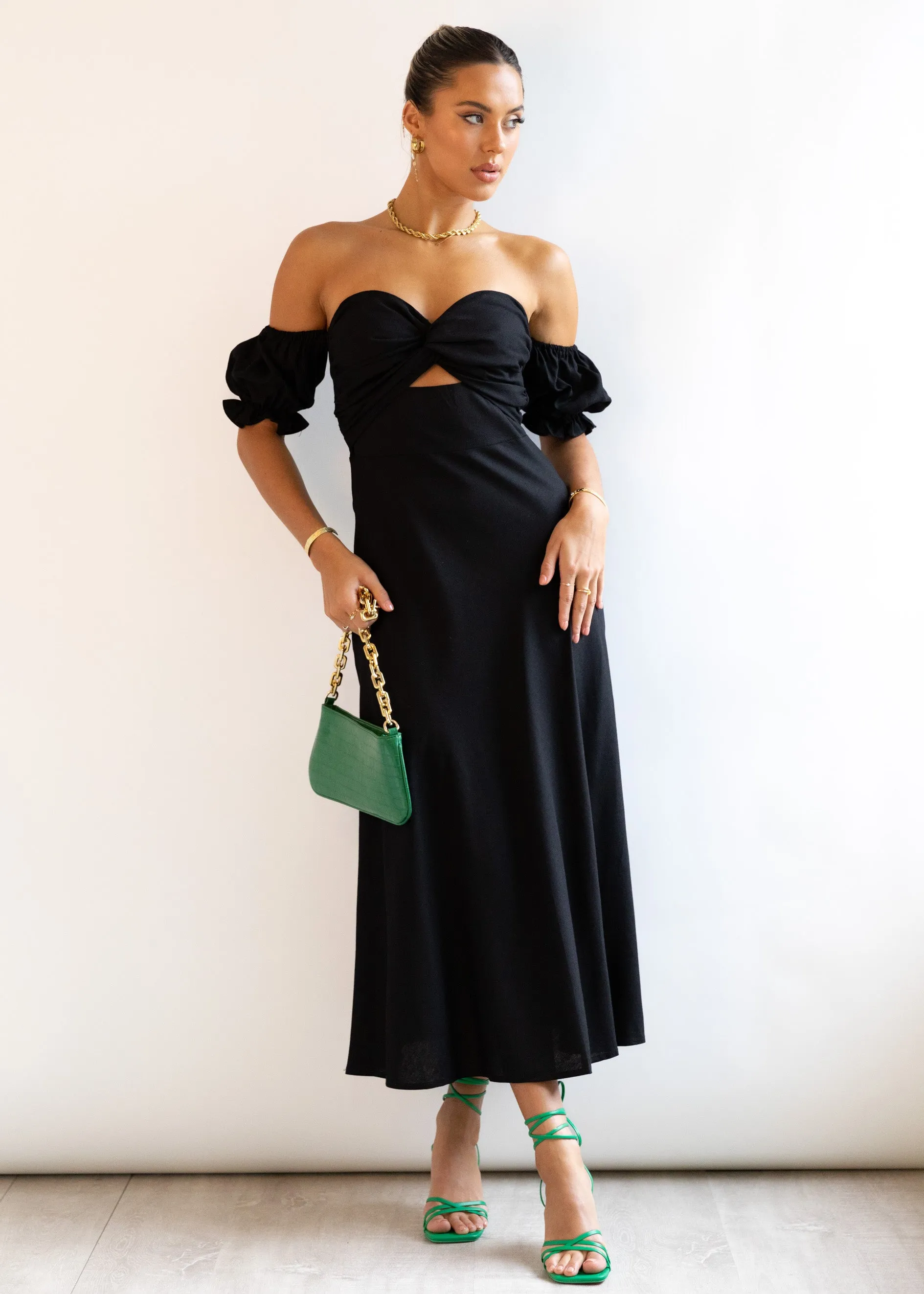 Royce Strapless Midi Dress - Black
