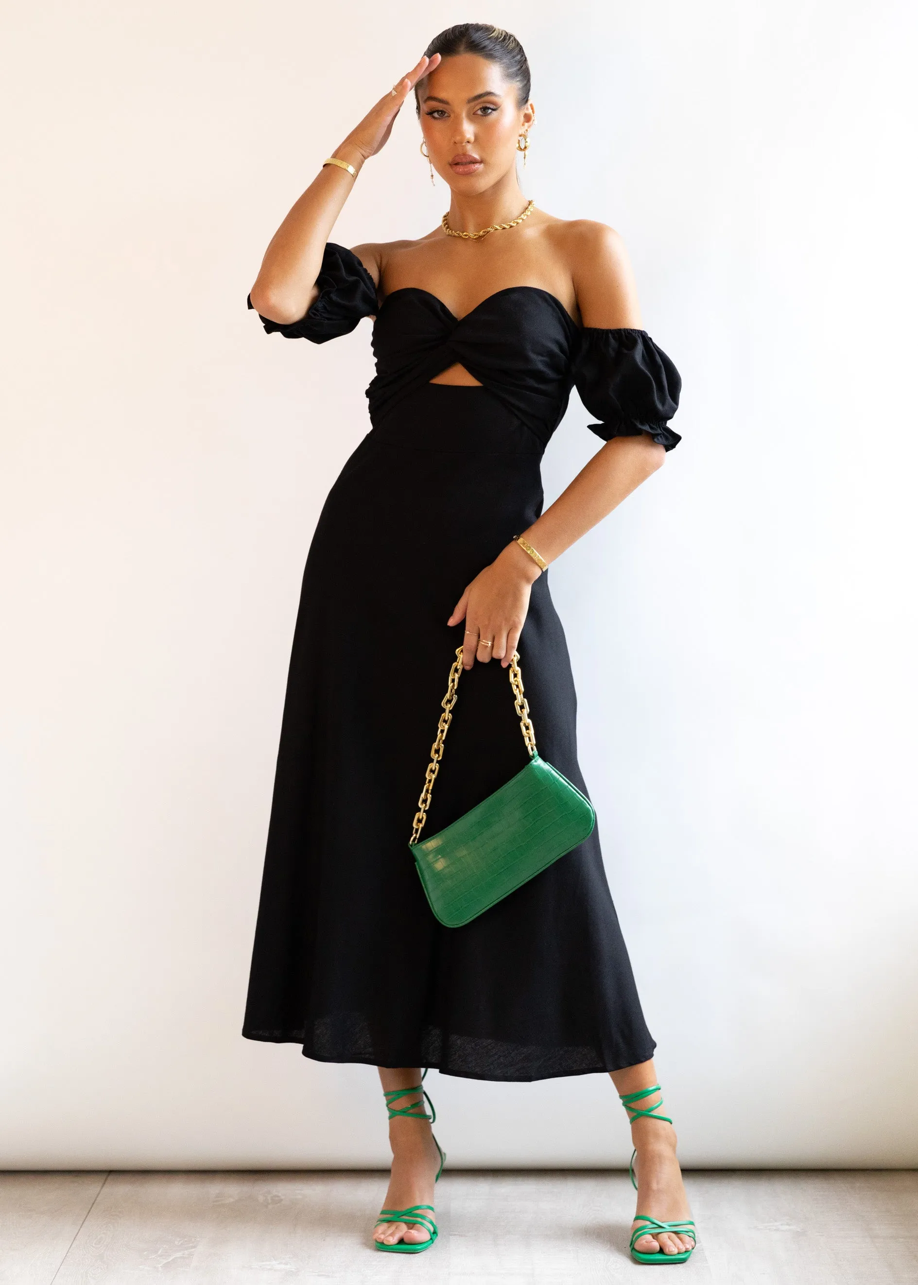 Royce Strapless Midi Dress - Black