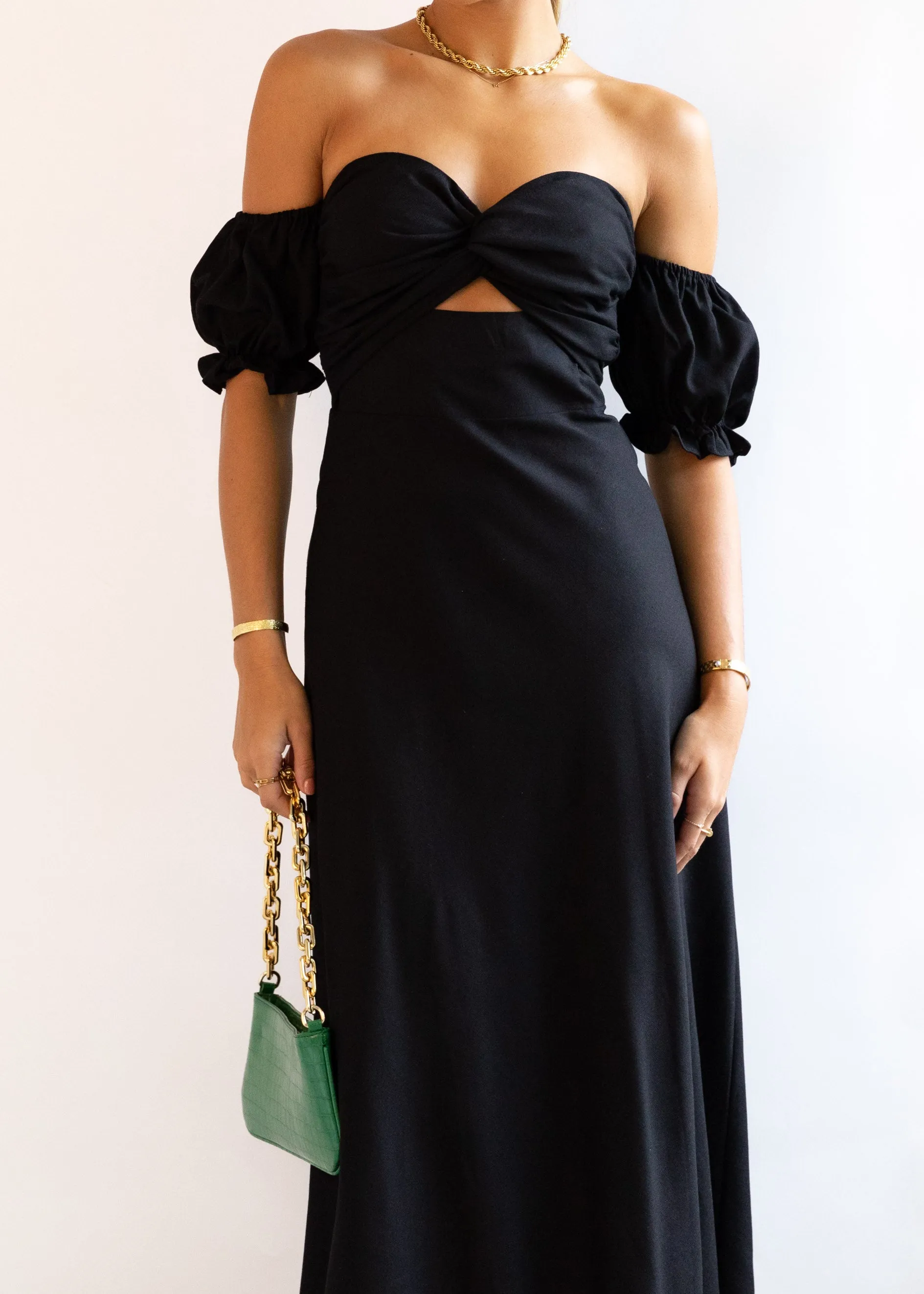 Royce Strapless Midi Dress - Black