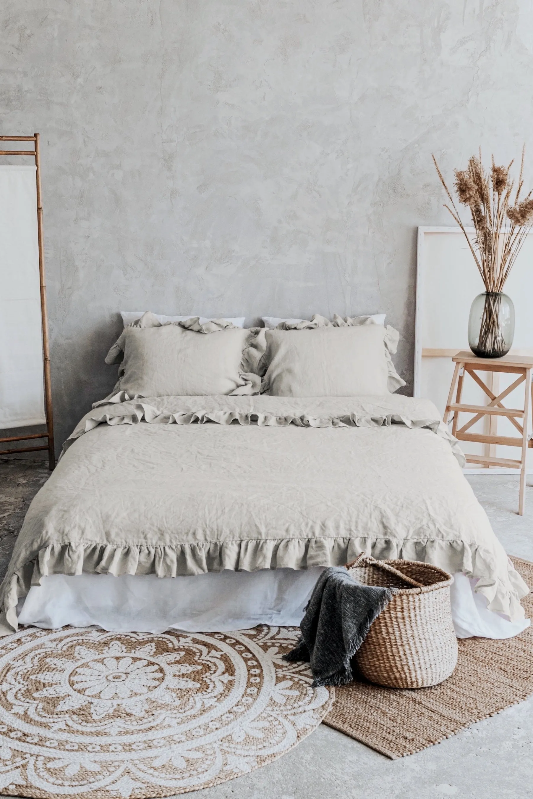 Ruffle Pillowcases Set - Natural