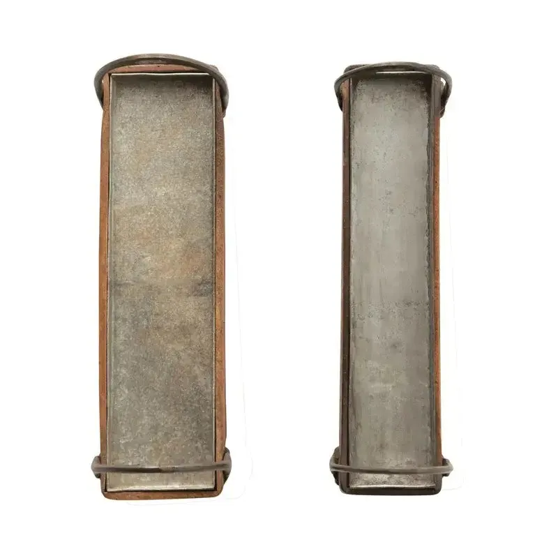 RUSTIC BOHEMIAN WOOD AND METAL SERVING TRAY WITH HANDLES