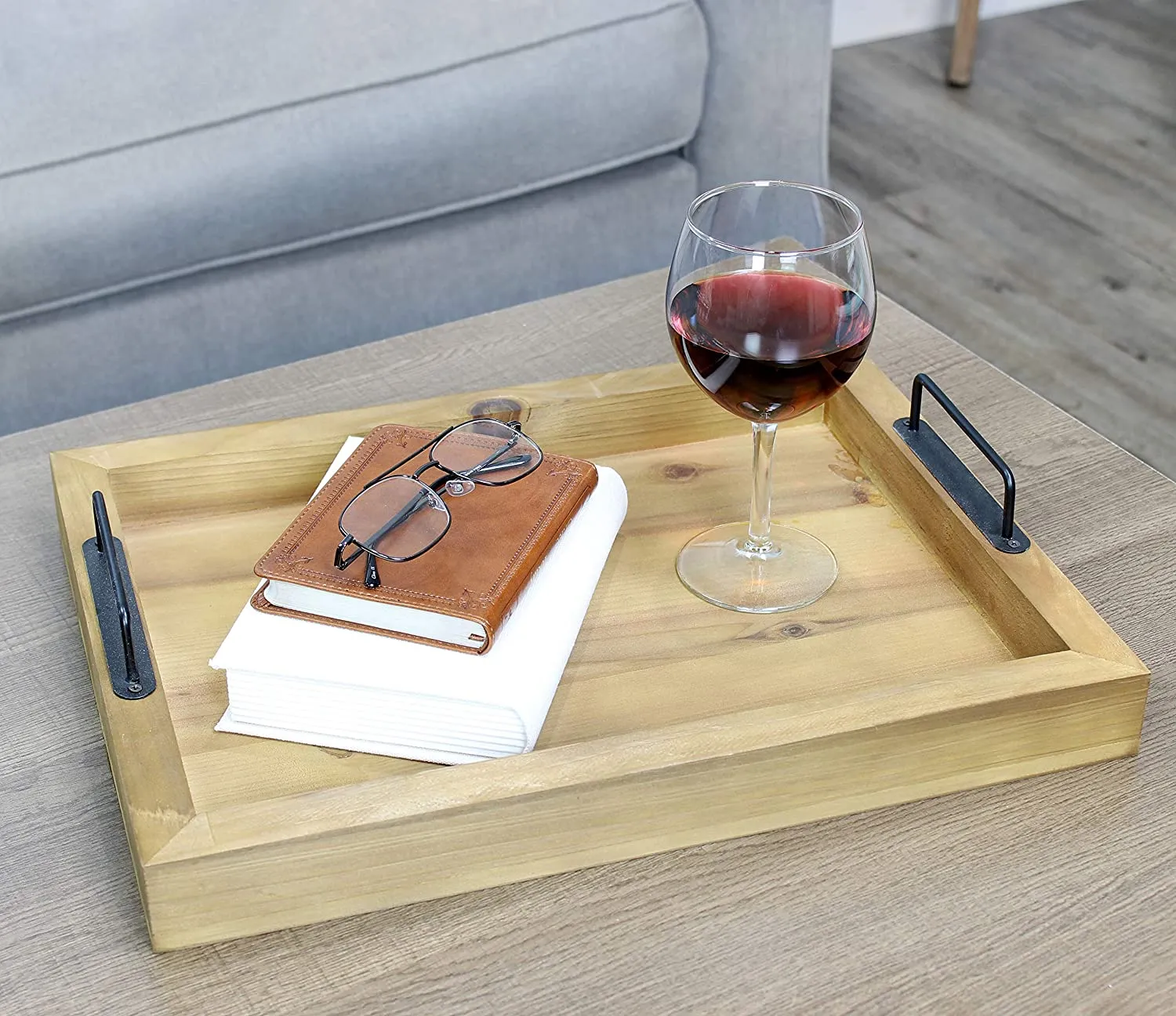 Rustic Brown Wood Serving Tray (Case of 6)